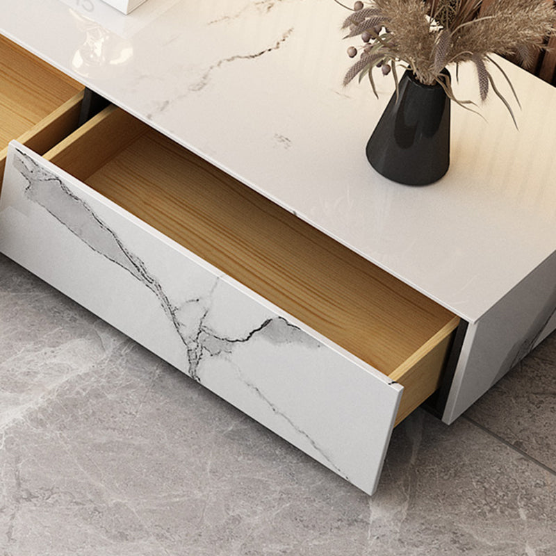 Contemporary Style Stone TV Stand Enclosed Storage TV Cabinet with Drawers