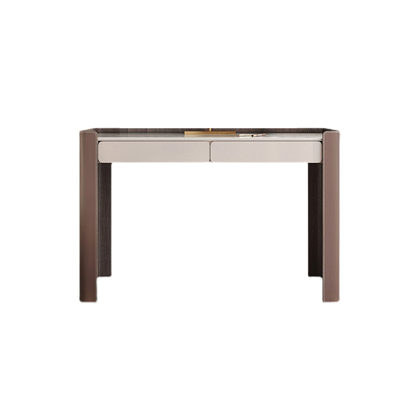 Glam Slate Top Makeup Vanity Set 2-Drawer Vanity Makeup Dressing Table Set