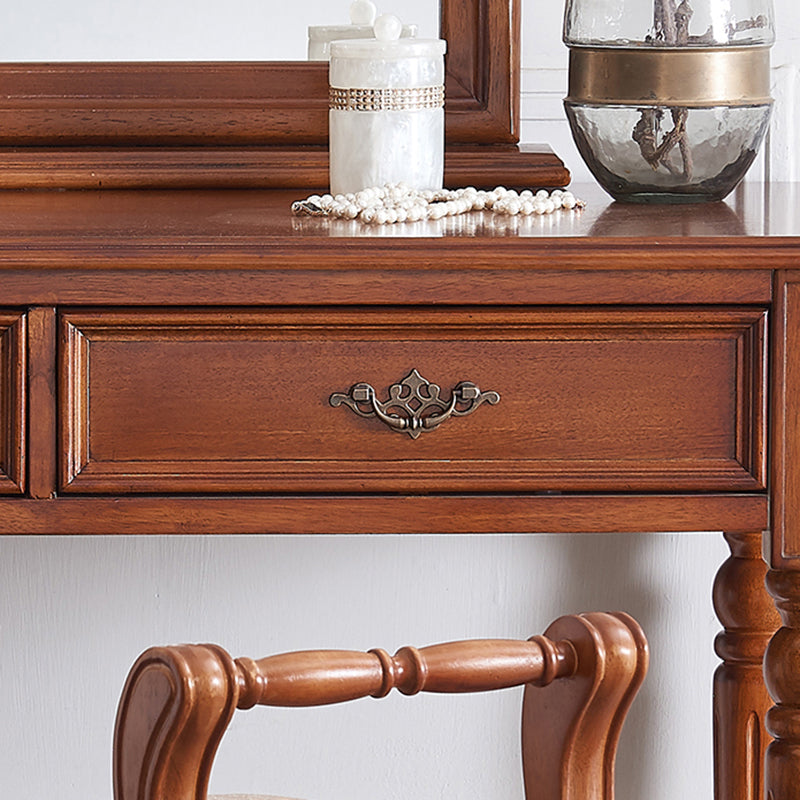 Wood Traditional Vanity Dressing Table 2-Drawer Makeup Vanity Desk