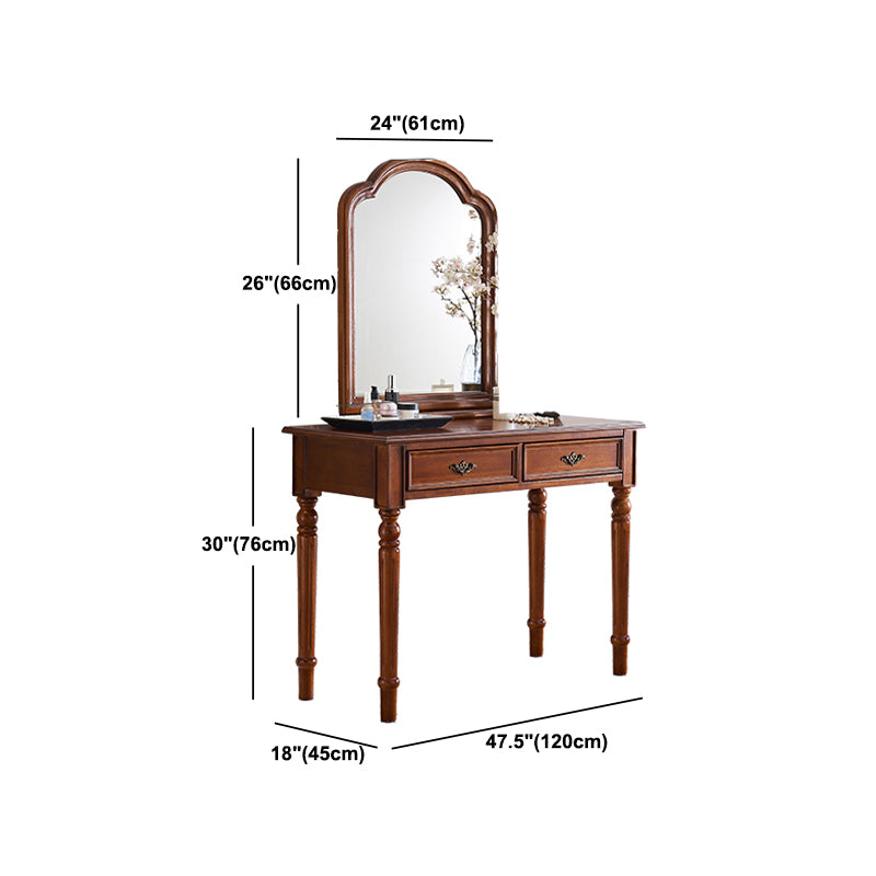Wood Traditional Vanity Dressing Table 2-Drawer Makeup Vanity Desk