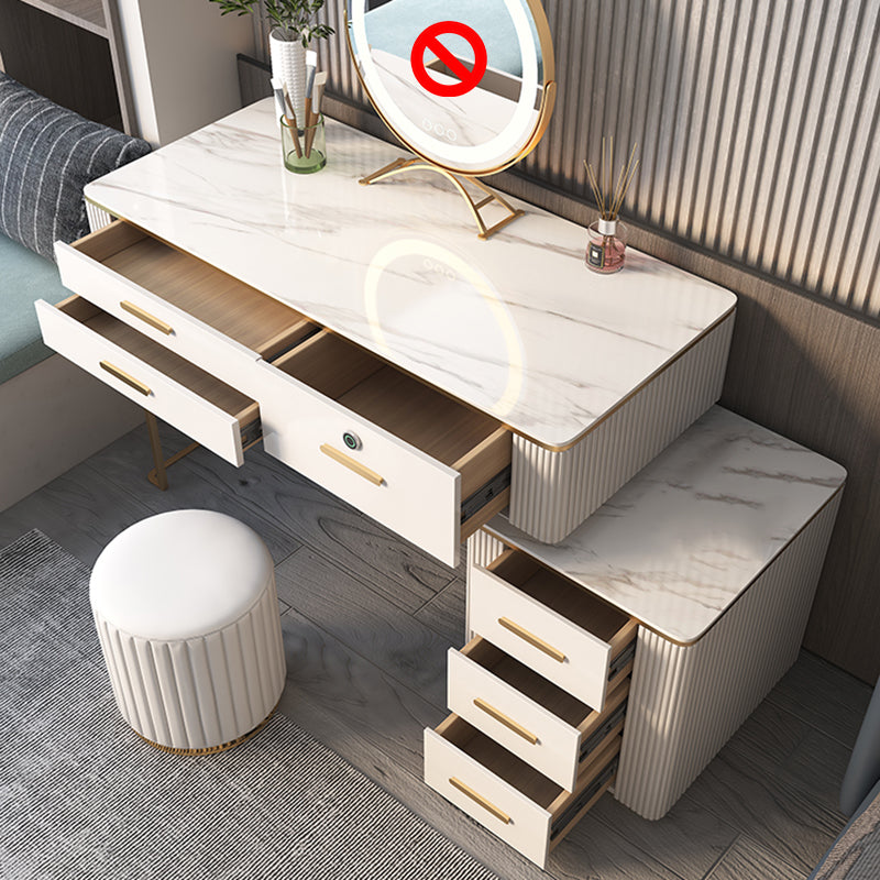 Glam Wood Make-up Vanity Slate Top Vanity Dressing Table with Drawer