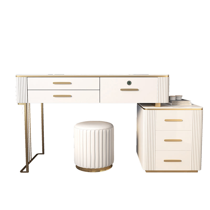 Glam Wood Make-up Vanity Slate Top Vanity Dressing Table with Drawer