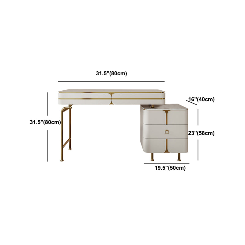 Wooden Vanity Dressing Table Set Glam Slate Top Makeup Vanity Set