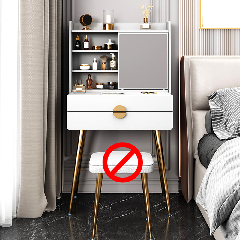 Contemporary Wood Makeup Vanity Set 2-Drawer Dressing Table With Mirror