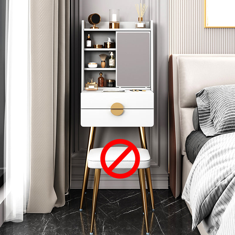 Contemporary Wood Makeup Vanity Set 2-Drawer Dressing Table With Mirror