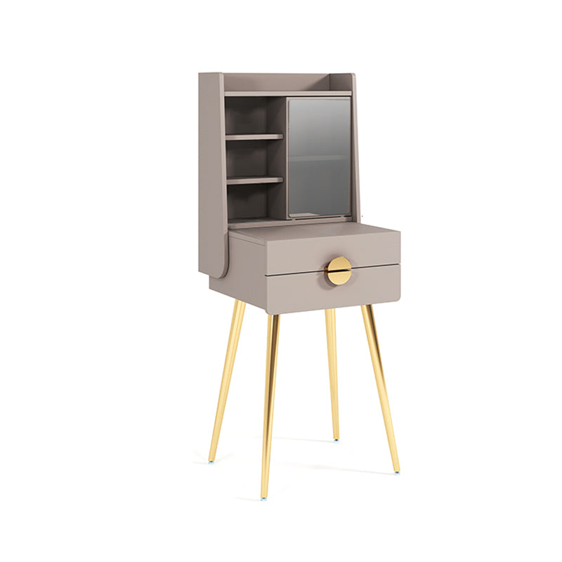 Contemporary Wood Makeup Vanity Set 2-Drawer Dressing Table With Mirror