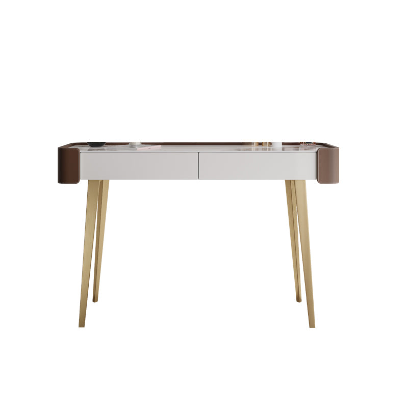 Faux Leather Makeup Vanity Desk Glam 2-Drawer Dressing Table