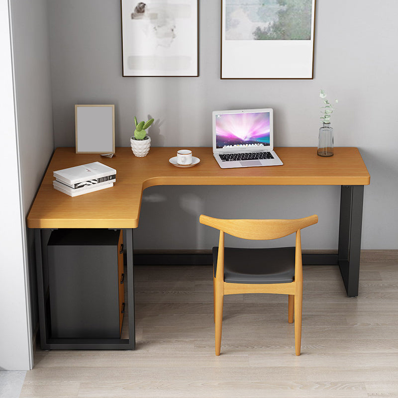 Solid Wood Writing Desk Industrial Style L-Shape Writing Desk for Home Office