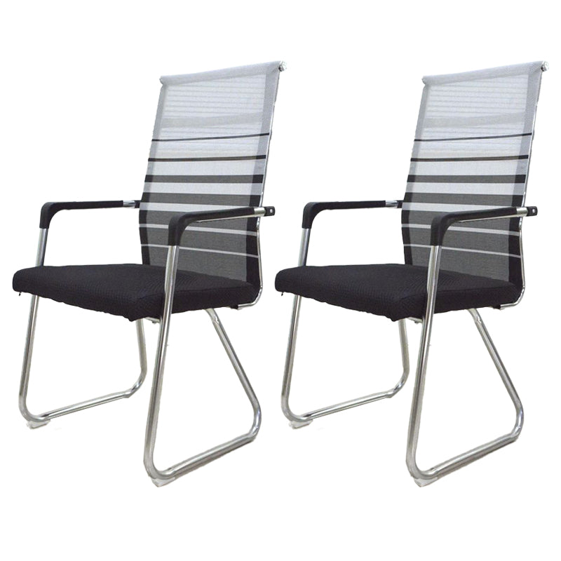 Medium/High Back Office Chair Fabric Sponge Seat Stainless Steel Legs Desk Chair