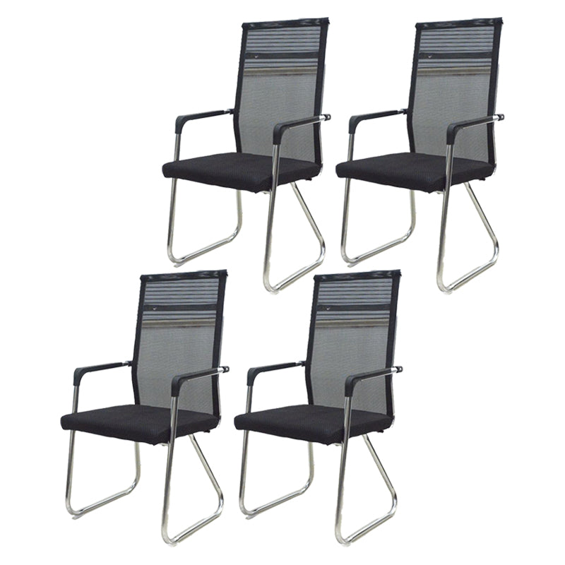 Medium/High Back Office Chair Fabric Sponge Seat Stainless Steel Legs Desk Chair