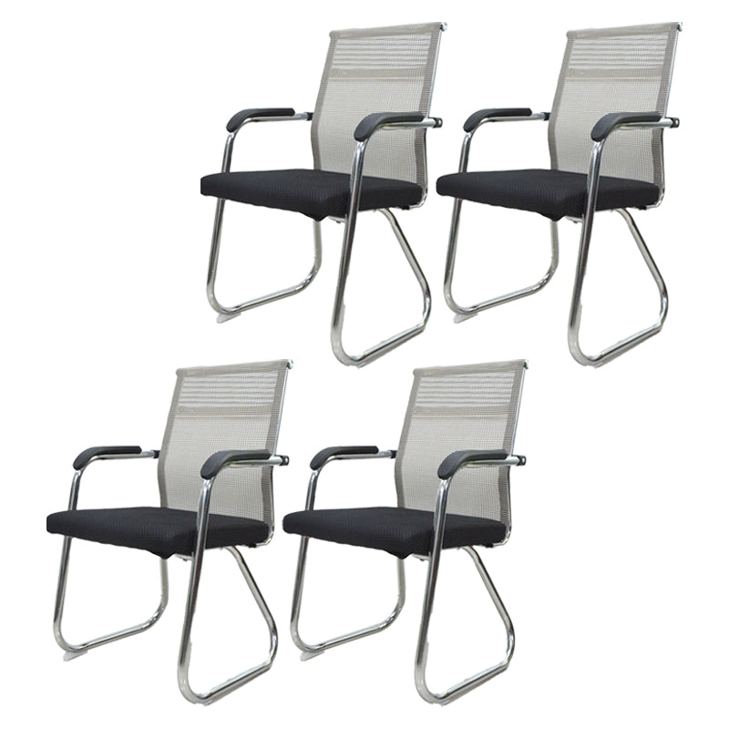 Medium/High Back Office Chair Fabric Sponge Seat Stainless Steel Legs Desk Chair