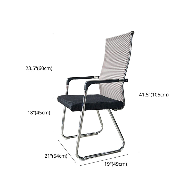 Medium/High Back Office Chair Fabric Sponge Seat Stainless Steel Legs Desk Chair
