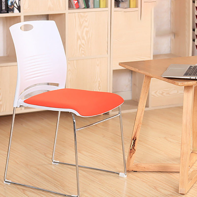 Low Back Office Chair Plastic/Fabric Upholstery Task Chair with Stainless Steel Legs