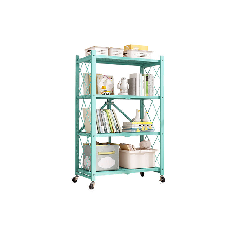 Nordic Foldable Metal Storage Bookshelf Rectangle Movable Open Bookcase