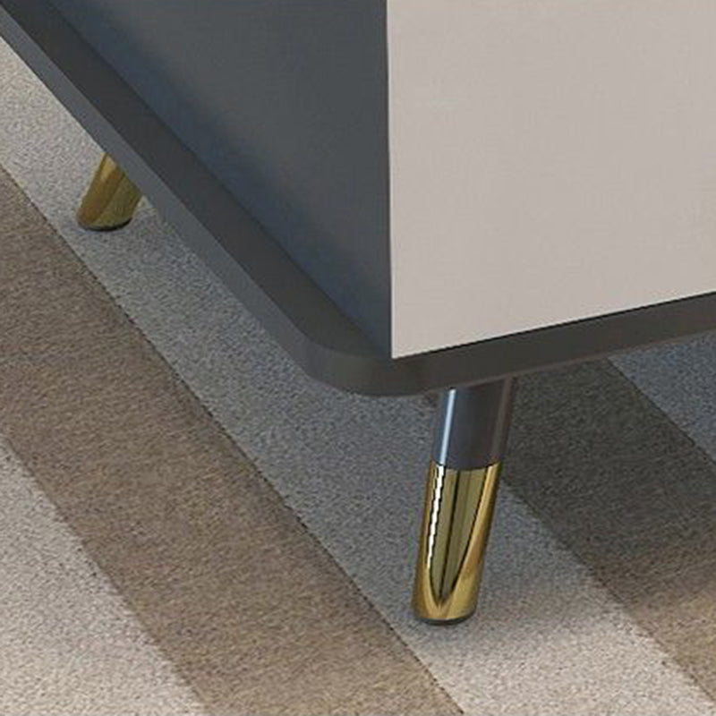 Contemporary Wooden Coffee Table with 4 Legs and 2 Storage Drawers