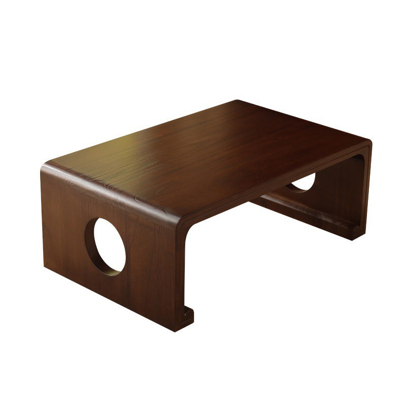 Rectangular Abstract Base Design Nordic Style Coffee Table Made of Solid Wood