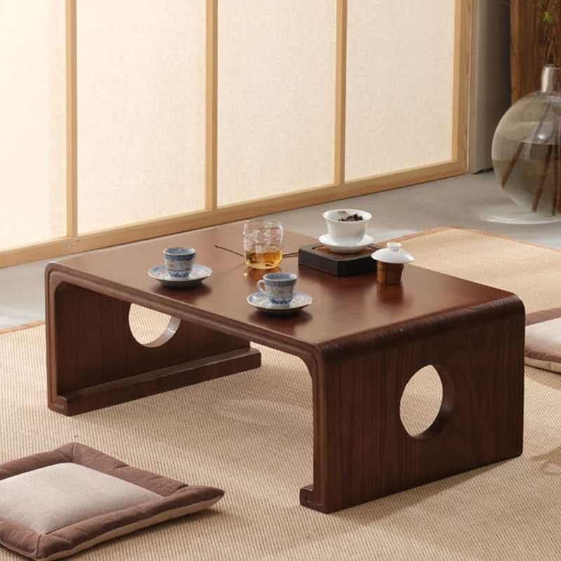 Rectangular Abstract Base Design Nordic Style Coffee Table Made of Solid Wood