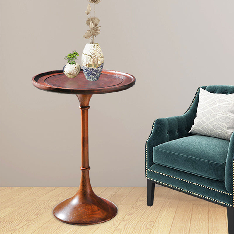 Rustic Wooden Round Tray Top Side Table 25.5"/27.5" Tall Pedestal End Table