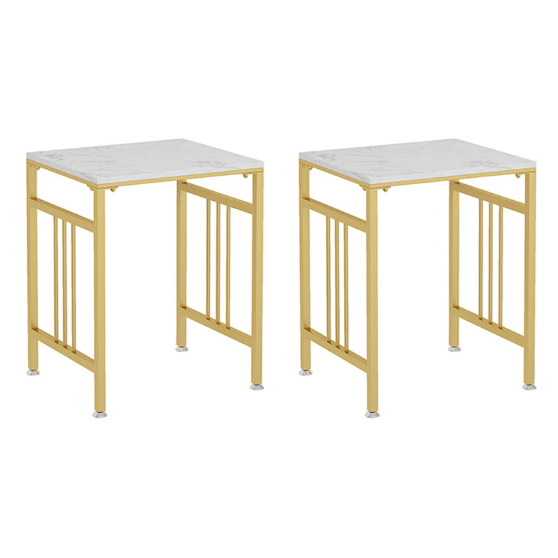 Modernistic Square Slate Top Side Table Metal 4 Legs End Table