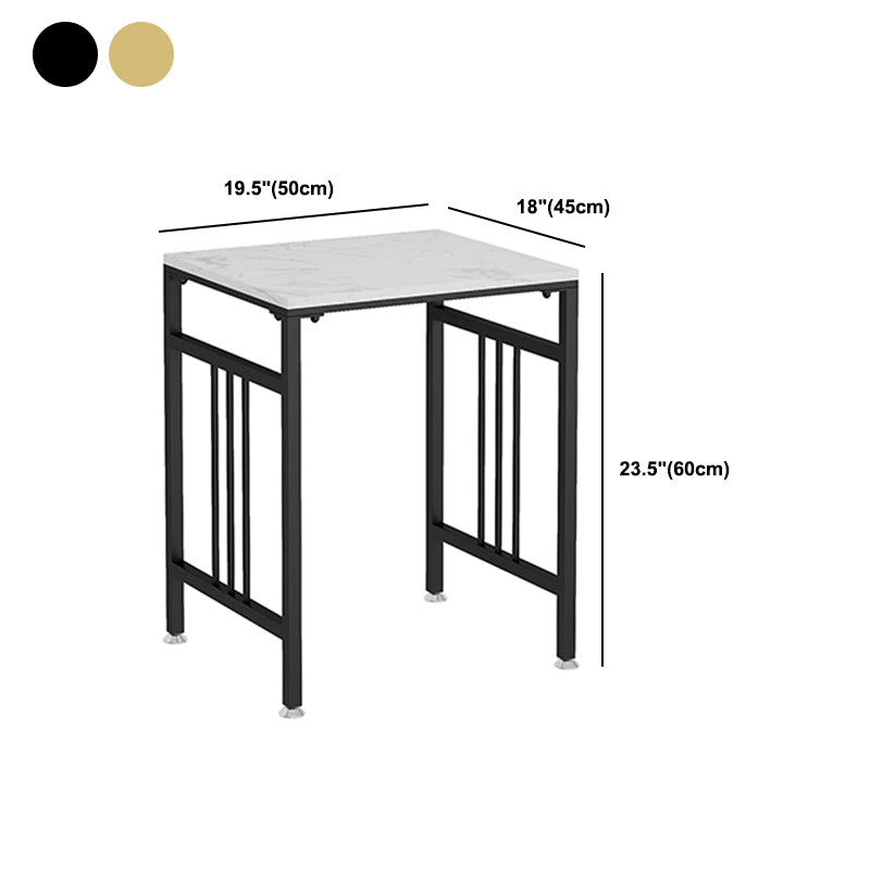 Modernistic Square Slate Top Side Table Metal 4 Legs End Table