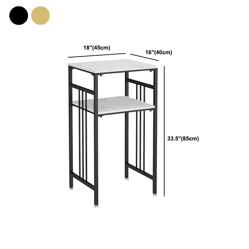 Modernistic Square Slate Top Side Table Metal 4 Legs End Table