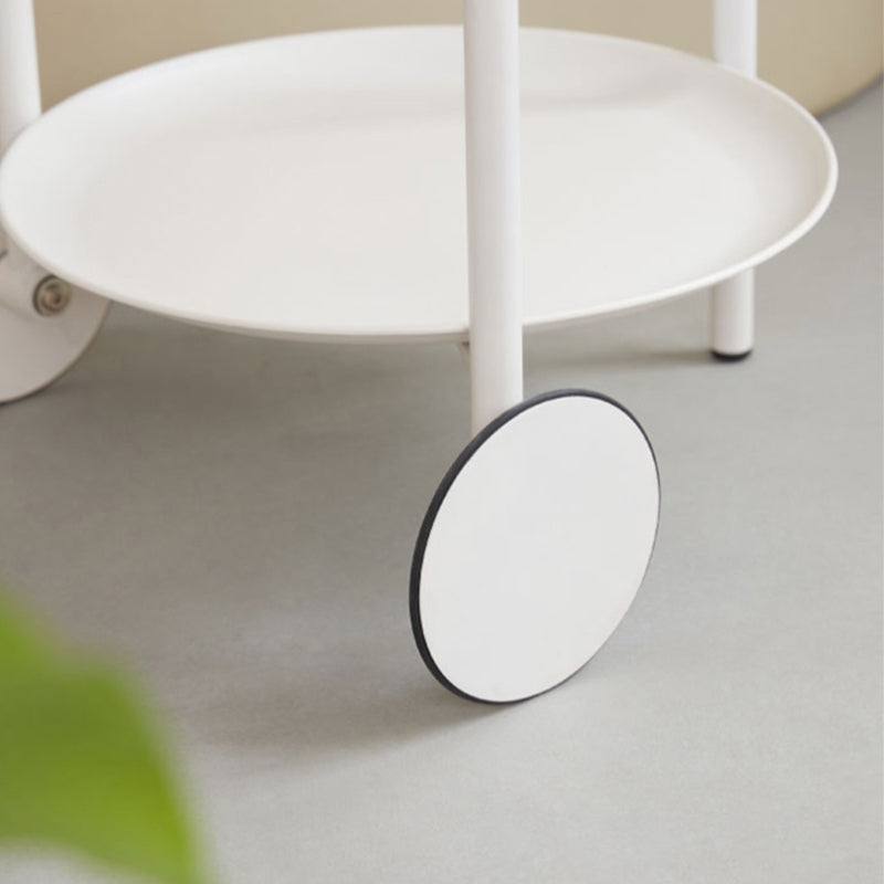 Mid-Century Metal Round Tray Top Side Table 25-inch End Table with Wheel and Shelf