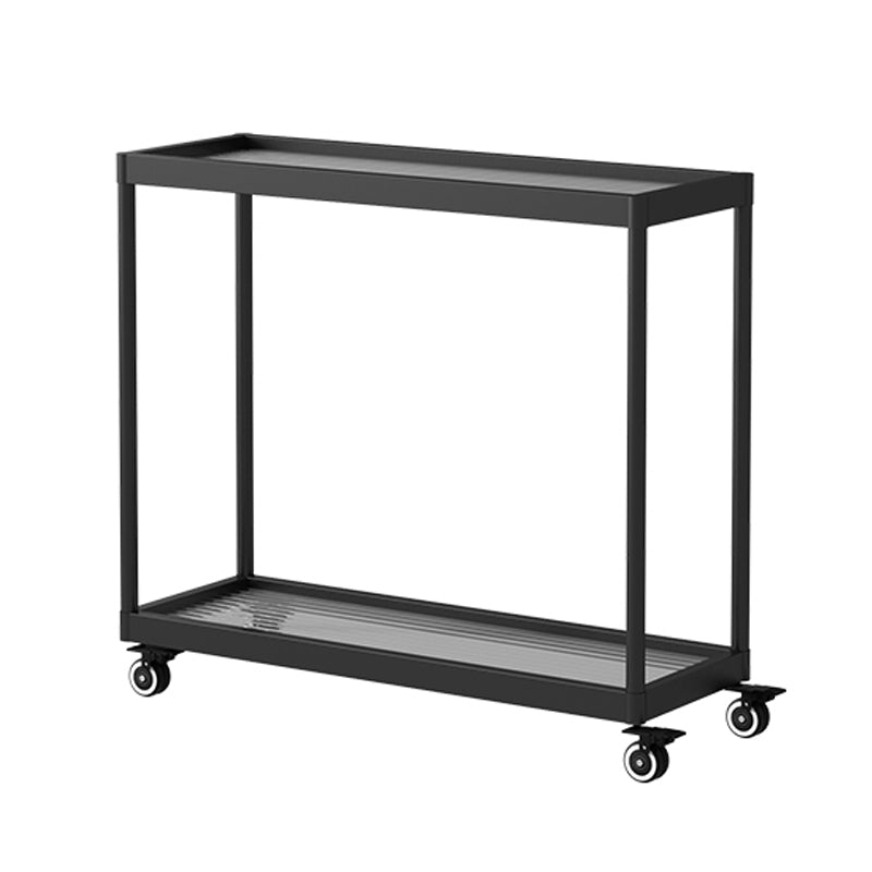 21.6" Tall Modern Rectangular Glass Top Side Table Iron Frame End Table with Shelf