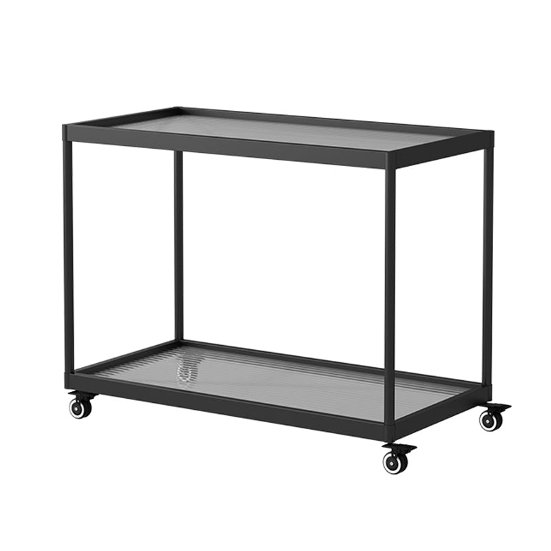 21.6" Tall Modern Rectangular Glass Top Side Table Iron Frame End Table with Shelf