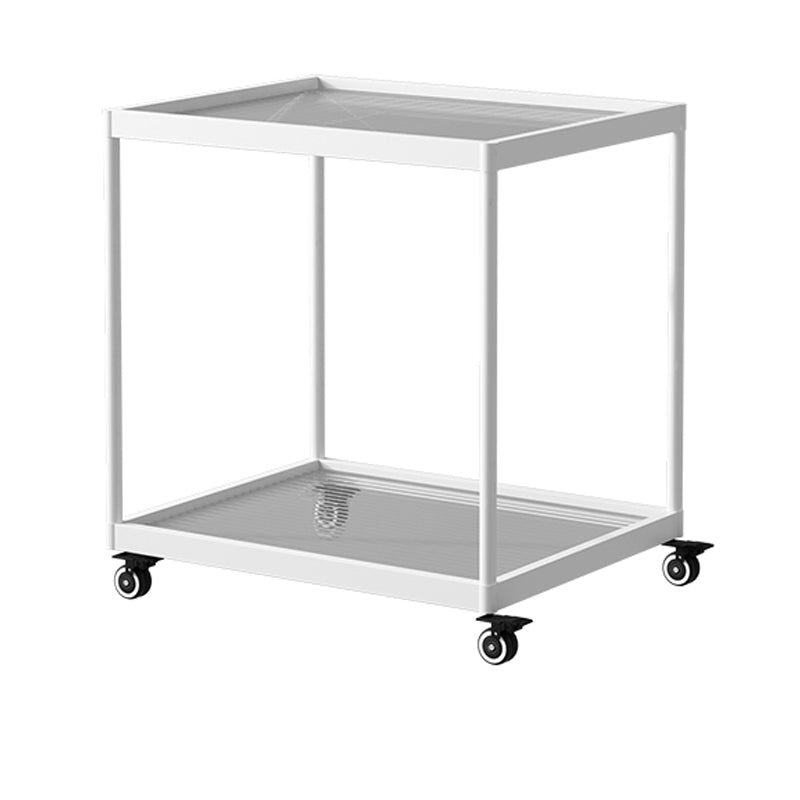 21.6" Tall Modern Rectangular Glass Top Side Table Iron Frame End Table with Shelf