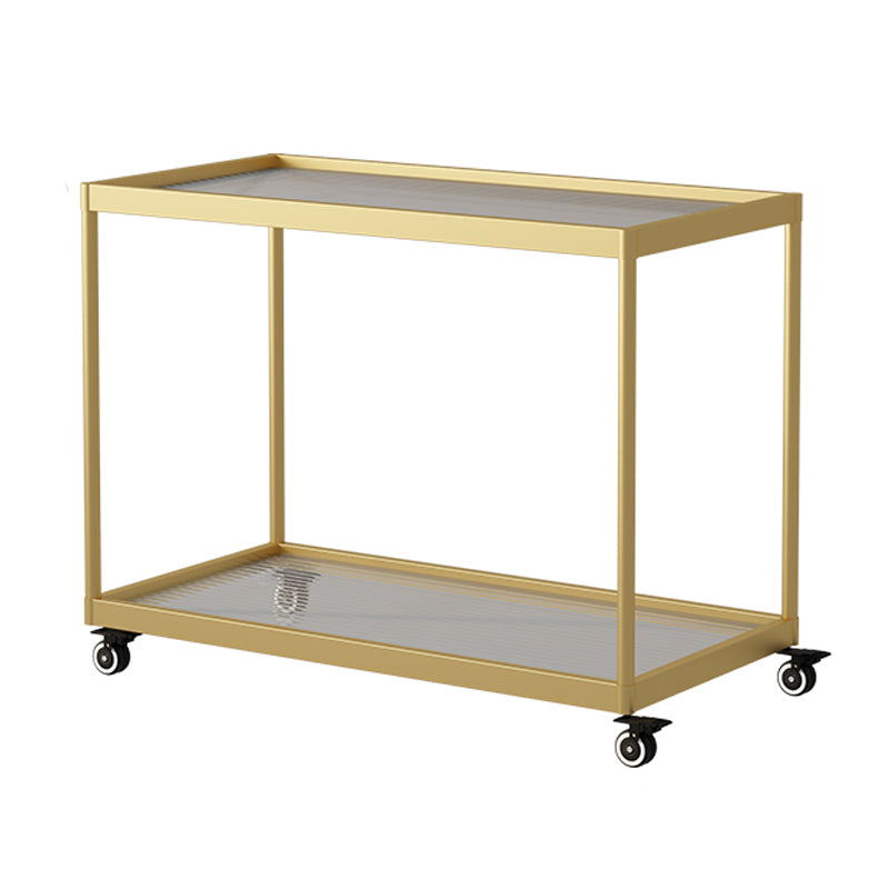 21.6" Tall Modern Rectangular Glass Top Side Table Iron Frame End Table with Shelf