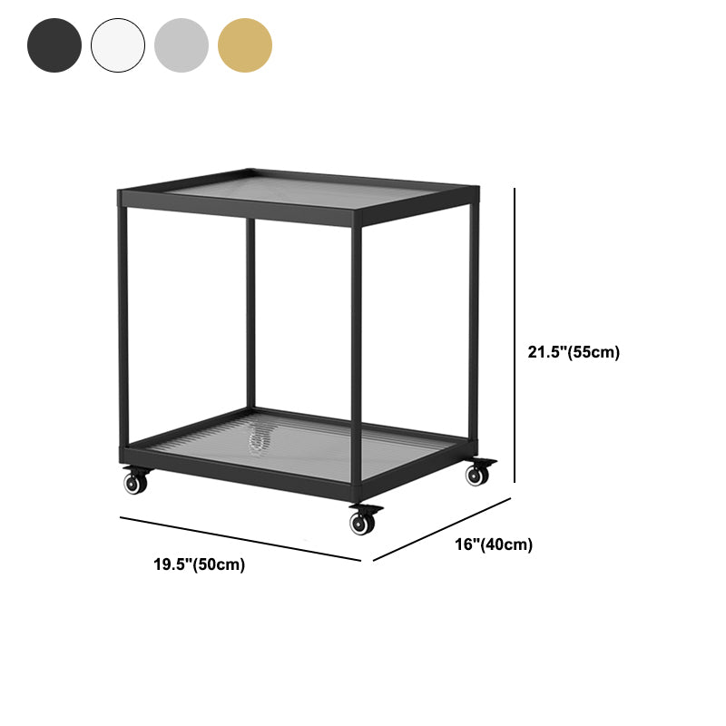 21.6" Tall Modern Rectangular Glass Top Side Table Iron Frame End Table with Shelf