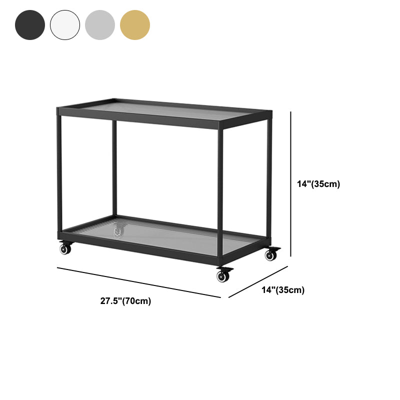 21.6" Tall Modern Rectangular Glass Top Side Table Iron Frame End Table with Shelf