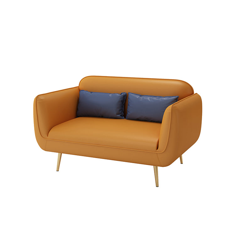 Glam Stationary Faux Leather Square Arm Living Room Stain Resistant Sofa