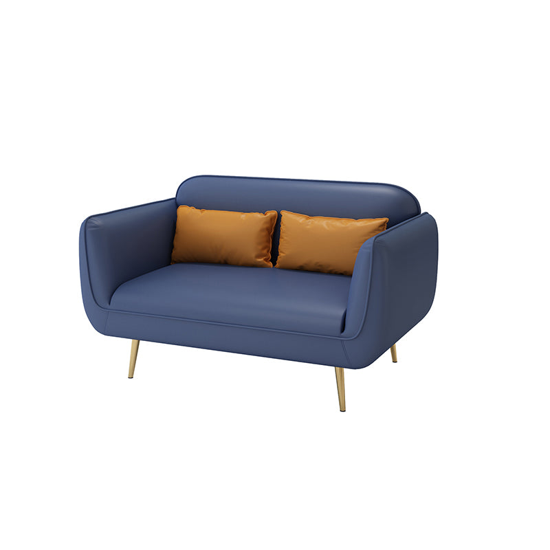 Glam Stationary Faux Leather Square Arm Living Room Stain Resistant Sofa
