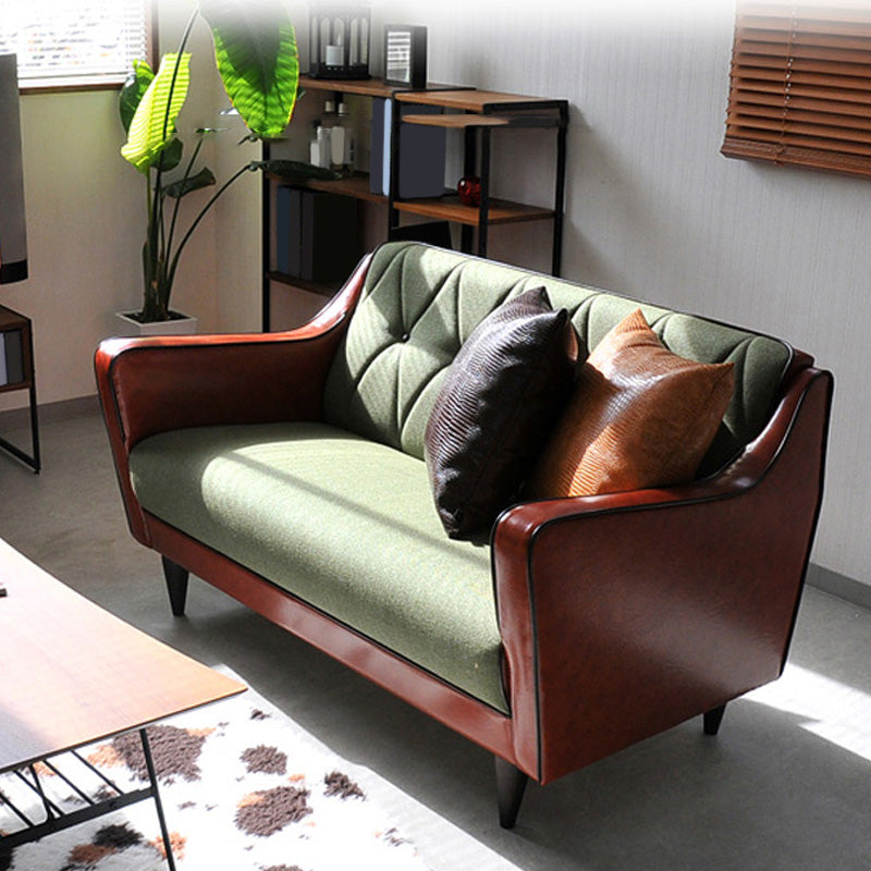 Glam Tufted Split-Back Sloped Arm Faux Leather Stain Resistant Sofa