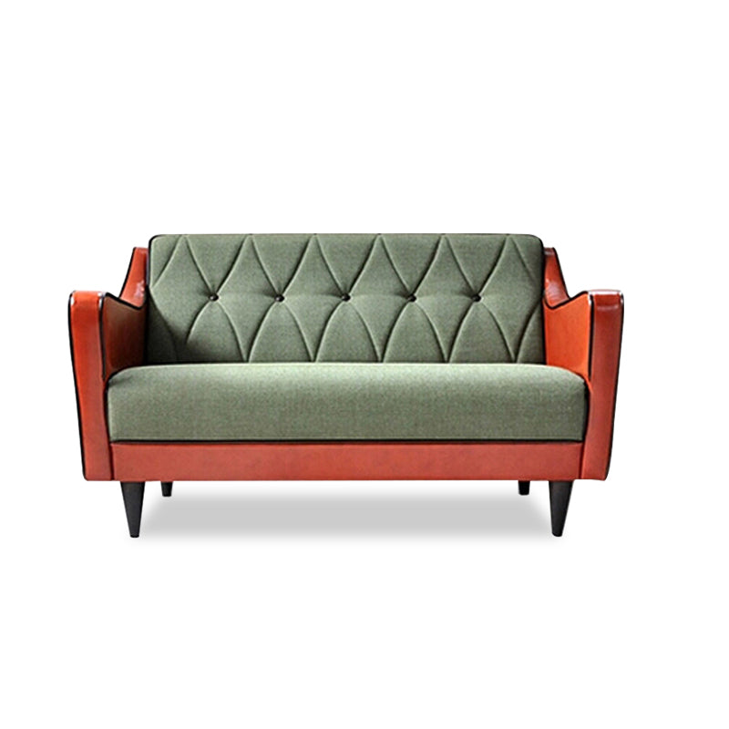 Glam Tufted Split-Back Sloped Arm Faux Leather Stain Resistant Sofa
