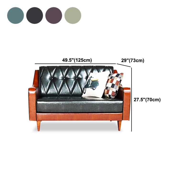Glam Tufted Split-Back Sloped Arm Faux Leather Stain Resistant Sofa
