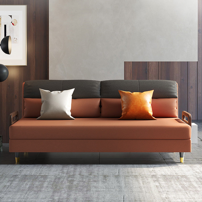 Glam Sewn Pillow Back Standard Armless Living Room Faux Leather Sofa