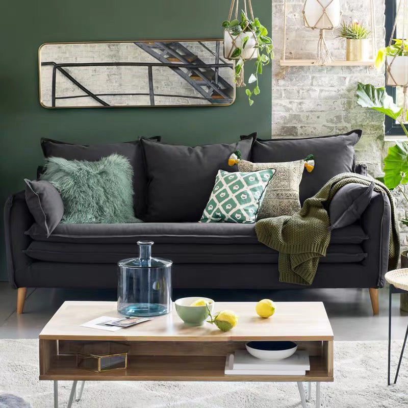 Tuxedo Arm Contemporary Cotton Blend/Faux Leather /Velvet Sofa Couch