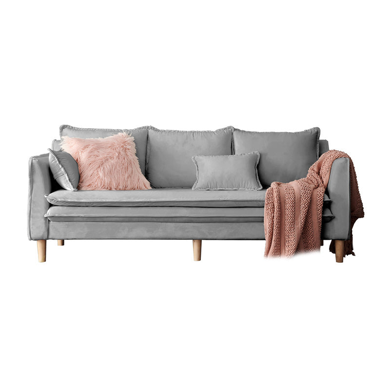 Tuxedo Arm Contemporary Cotton Blend/Faux Leather /Velvet Sofa Couch