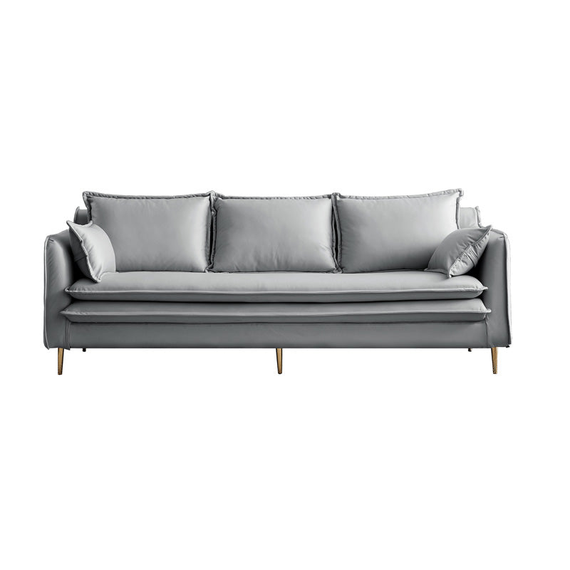 Tuxedo Arm Contemporary Cotton Blend/Faux Leather /Velvet Sofa Couch