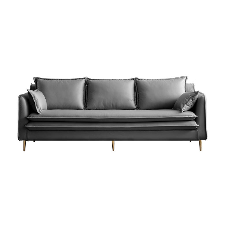 Tuxedo Arm Contemporary Cotton Blend/Faux Leather /Velvet Sofa Couch