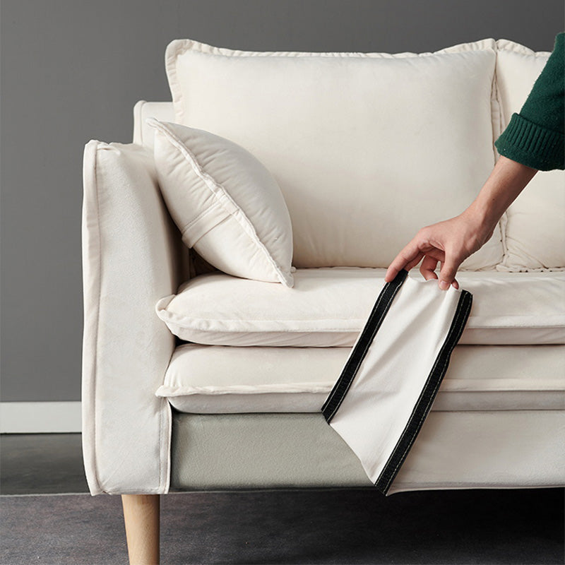 Tuxedo Arm Contemporary Cotton Blend/Faux Leather /Velvet Sofa Couch