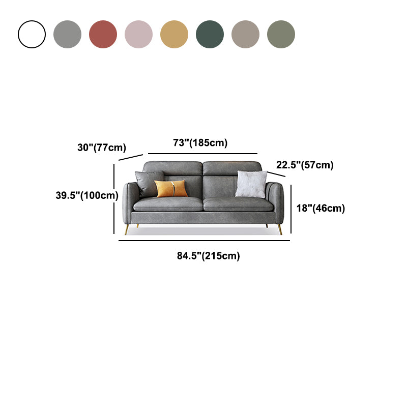 Glam Sewn Pillow Back Square Arm Living Room Faux Leather Sofa