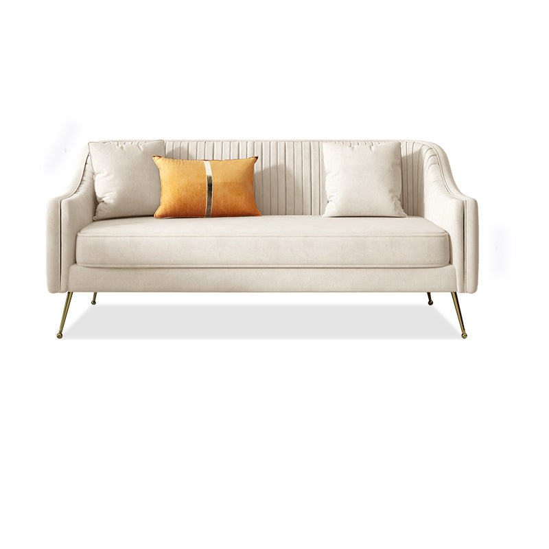 Glam Sewn Pillow Back Living Room Slipcovered Sloped Arm Seating