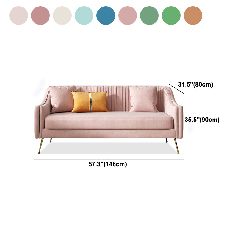 Glam Sewn Pillow Back Living Room Slipcovered Sloped Arm Seating
