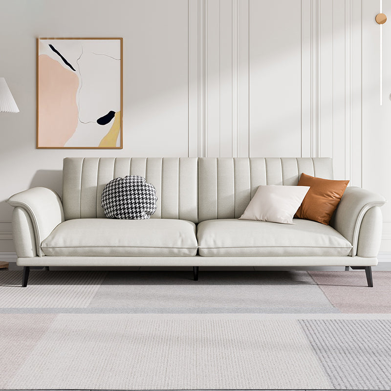 Glam Sewn Pillow Back Flared Arm Living Room Faux Leather Seating