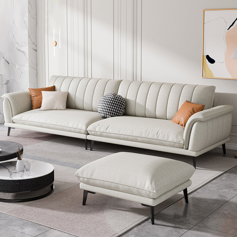 Glam Sewn Pillow Back Flared Arm Living Room Faux Leather Seating