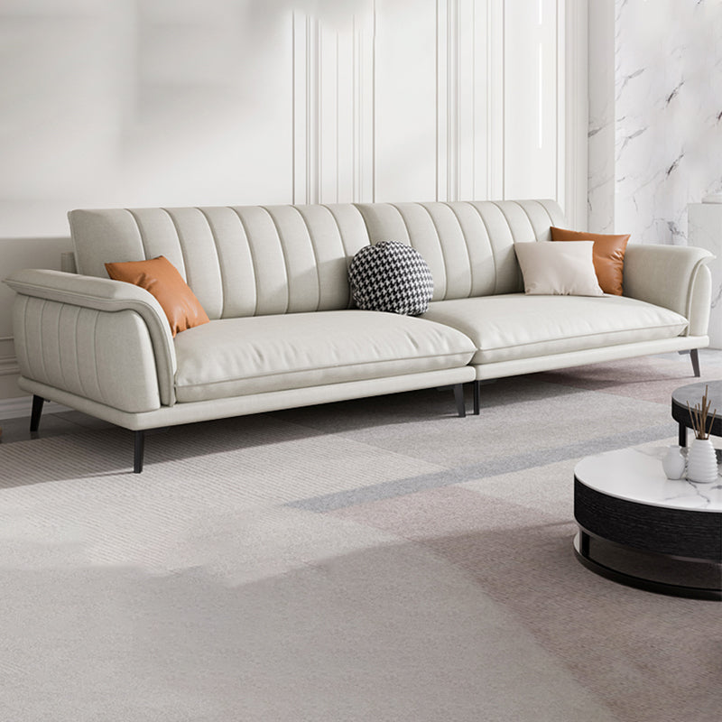 Glam Sewn Pillow Back Flared Arm Living Room Faux Leather Seating