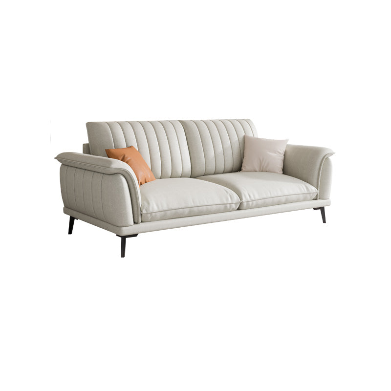 Glam Sewn Pillow Back Flared Arm Living Room Faux Leather Seating